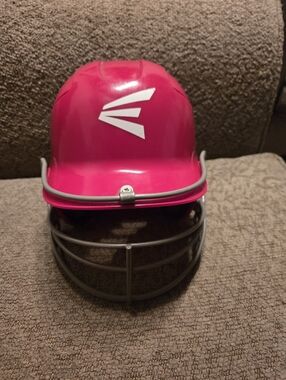 Easton Natural Red Softball Baseball Helmet Size 6 3/8-7 1/8 Face Mask Jaw Guard